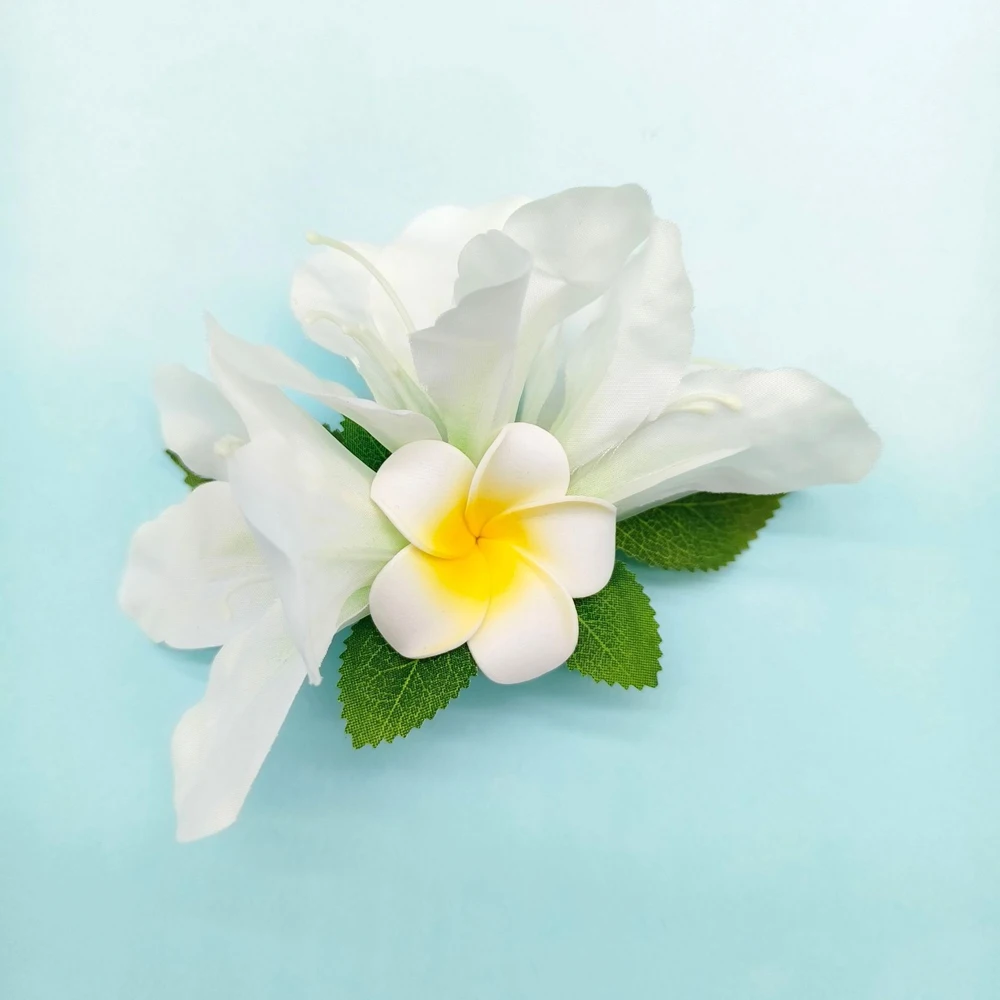 كبير ورود رأس البوهيمي أغطية الرأس محاكاة غطاء الرأس الزنبق دبوس الشعر هاواي الاستوائية إكسسوارات الشعر وصيفه الشرف زهرة الرأس