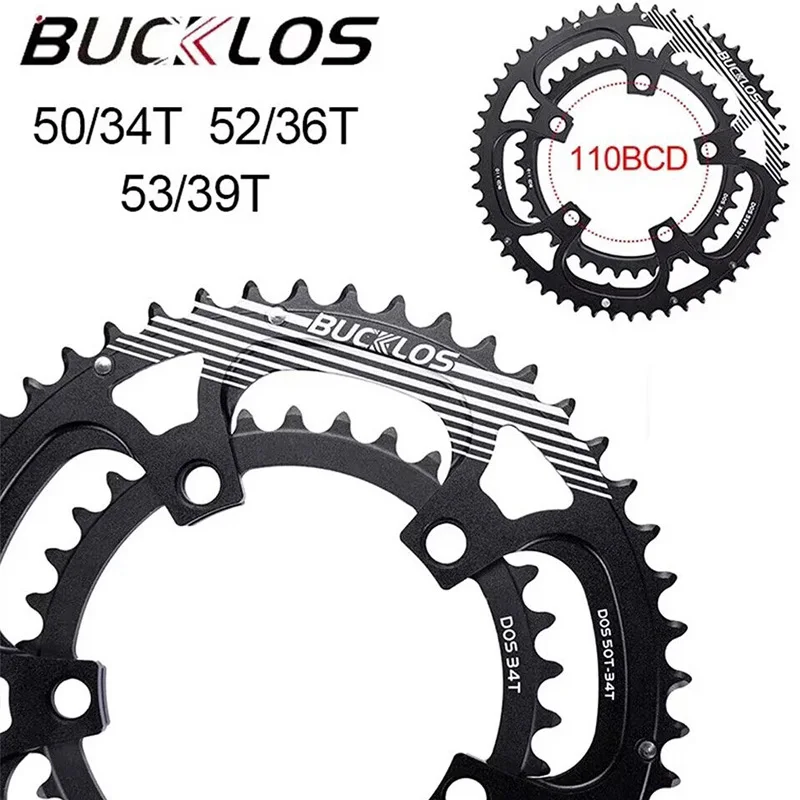 

BUCKLOS 110 BCD Chainring 34/50T 36/52T 39/53T Bicycle Double Chain Ring for 8/9/10/11s Crankset Aluminum Road Bike Chainwheel