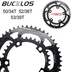 BUCKLOS 110 BCD Chainring 34/50T 36/52T 39/53T Bicycle Double Chain Ring for 8/9/10/11s Crankset Aluminum Road Bike Chainwheel