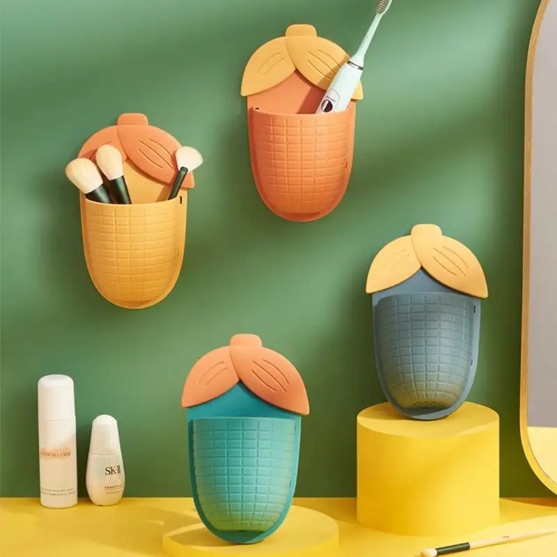 2PCS Toilet Punch-free Organizer Corn Storage Rack Bathroom Washstand Toothbrush Tube Toothpaste Storage Box Mask Storage Shelf