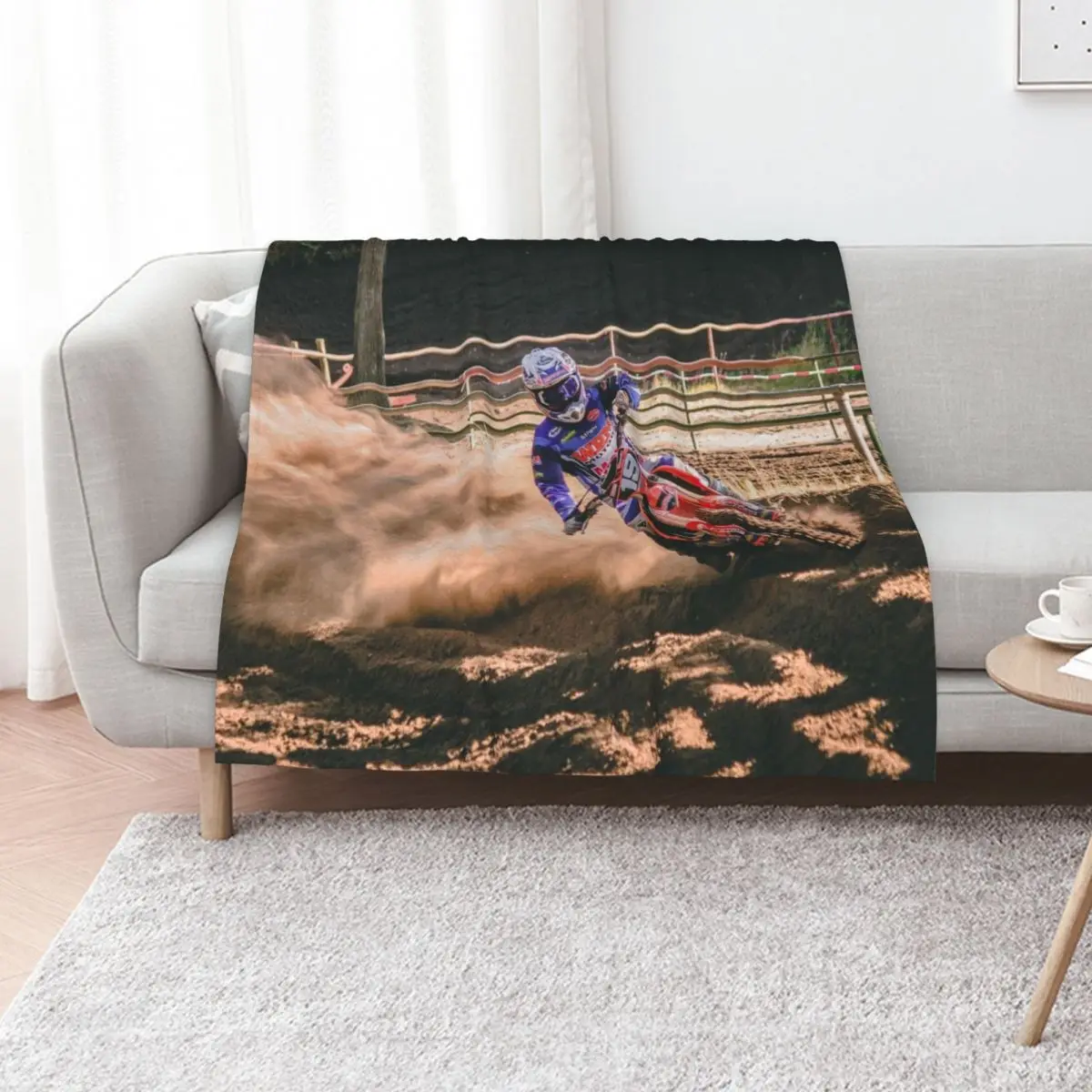 Berm Busting Banshee! Red Motocross Mania Throw Blanket Custom Soft Big christmas gifts Large Blankets