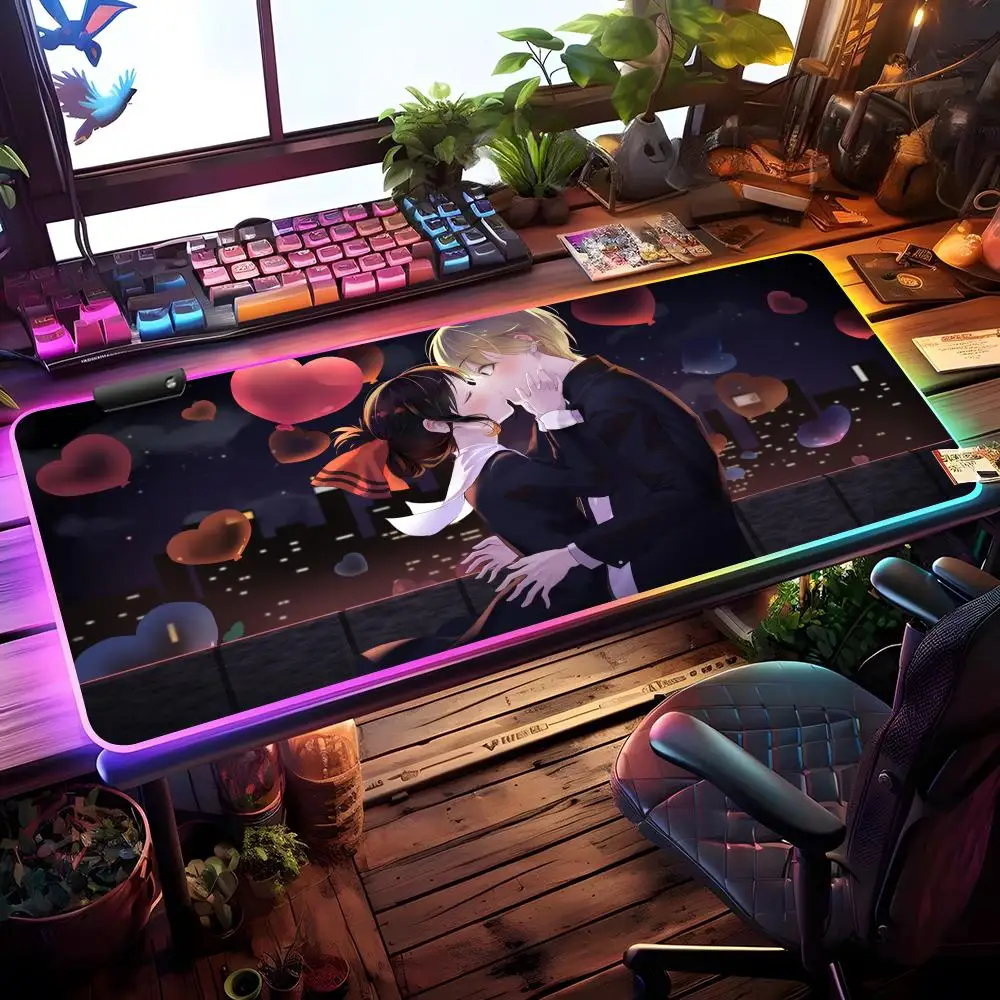 

Коврик для мыши Kaguya-sama Love Is War, игровой коврик для мыши с RGB-подсветкой, настольный коврик HD для геймеров, большой коврик для мыши с LED-подсветкой XXL
