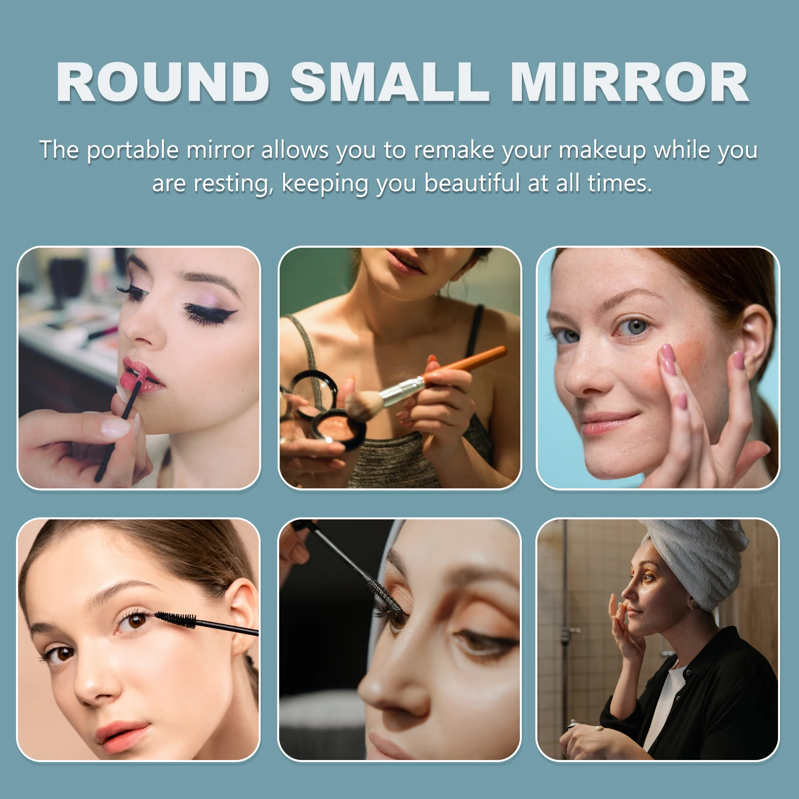 

Blue Heart Shape Double Sided Vanity Mirror 360 Degree Rotation 2x Magnification Exquisite Classic Design Detachable Base Makeup