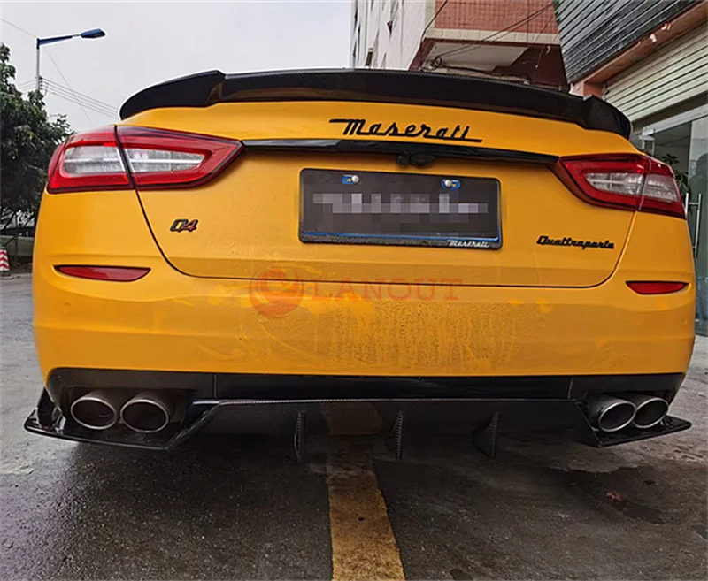 يتم استخدام أجزاء جسم السيارة لمازيراتي بريزيدنت 13-17 ألياف الكربون المعدلة الصغيرة المحيطة الأمامية الشفة الجانبية تنورة ذيل الشفة الخلفية #6