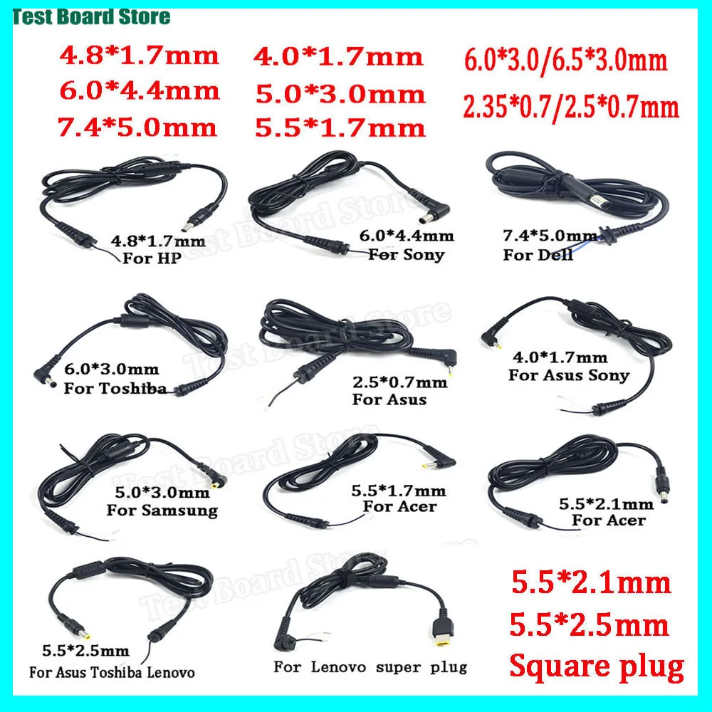 DC7.4*5.0/6.0*3.0/4.8*1.7/5.5*2.1/5.5*2.5/2.5*0.7mm Jack Cable Charger Adapter For Samsung HP Dell Sony Toshiba Asus Acer Lenovo