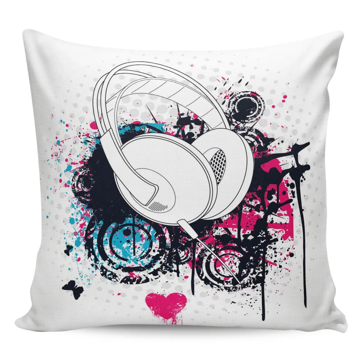 

Pillow Cover Headphone Music White Decorative Pillows for Bed Pillowcase Pilow Covers Home Decor Items Cases Sofa Pillowcases