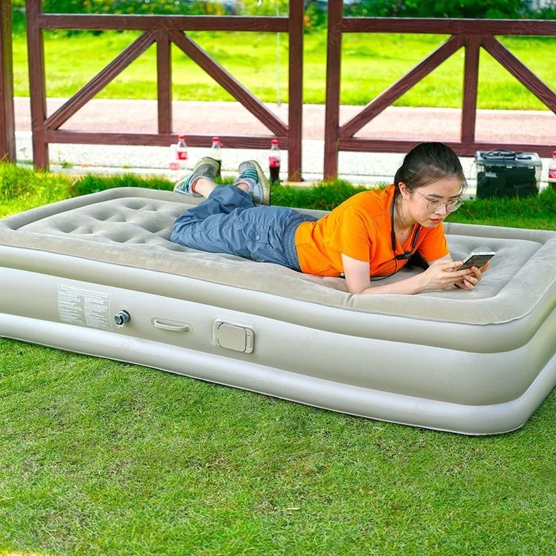 Double Person Inflatable Air Bed One Click Inflation Portable Comfort Sleeping Pad For Outdoor Camping Tent Backpacking Travel