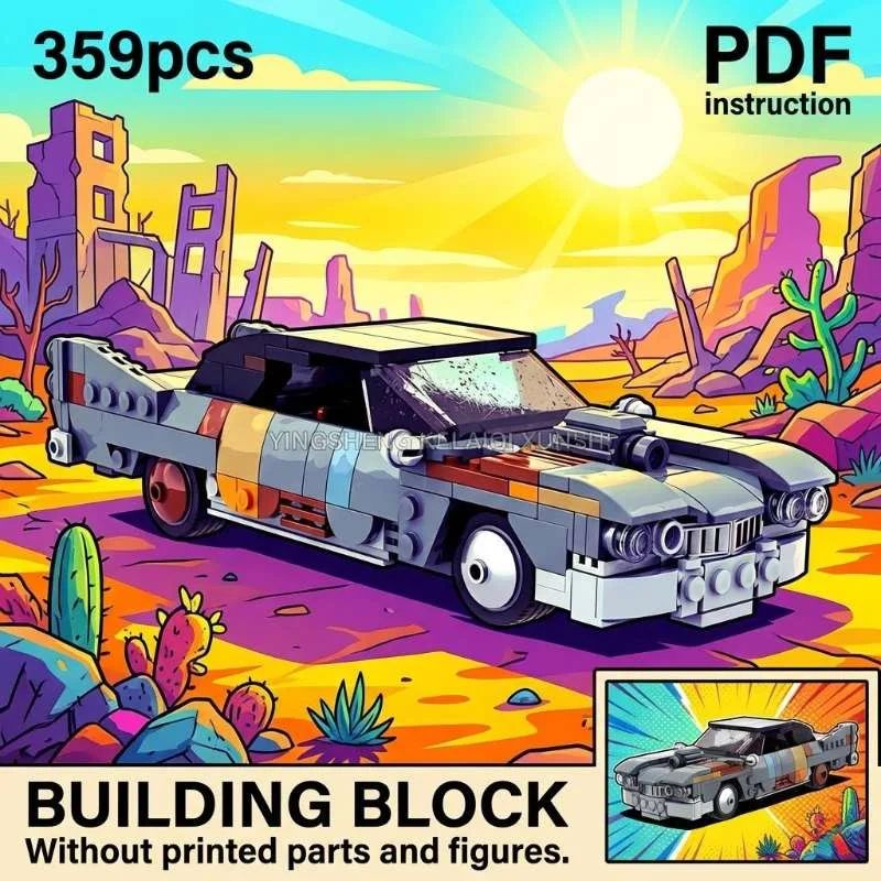 

Ретро-седан Falowt Wasteland с двигателем V8 Supercharger, постапокалиптическая модель из блоков MOC