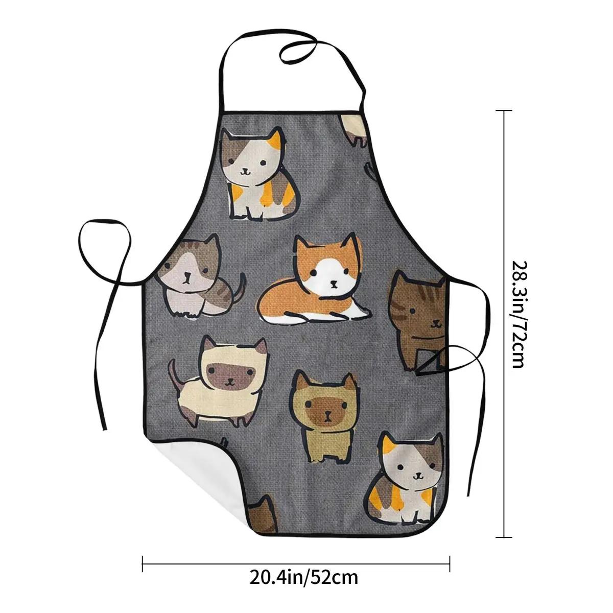 Cats On Dark Grey Charcoal Aprons Chef Cooking Cuisine Tablier Waterproof Bib Kitchen Cleaning Pinafore for Women Men Gardening