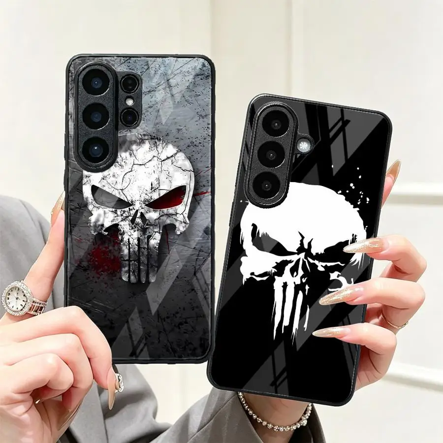 Glashülle für Samsung Galaxy S26 Ultra S25+ S23+ 24 Plus S21 S22 S24+ 25 Edge S23 FE S26+ S20 Handyhülle The Punisher