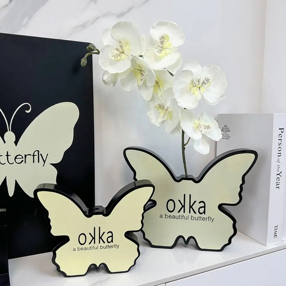 

Light Luxury French Style Butterfly Decorative Vase Fashion Simulation Butterfly Ornaments Wood Flower Vase Home