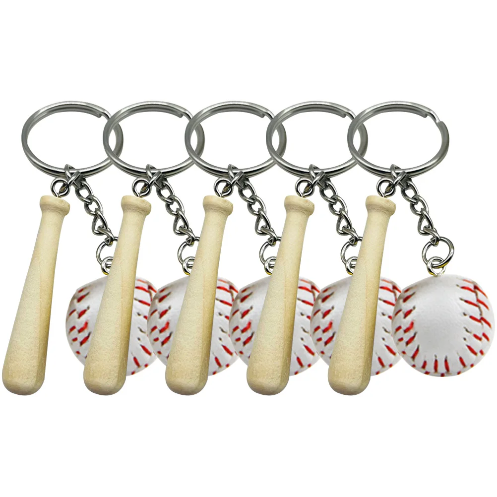 

5Pcs Baseball Keychain White Mini Backpack Purse Key Ring Charm Accessories Gifts Team Sports Souvenir