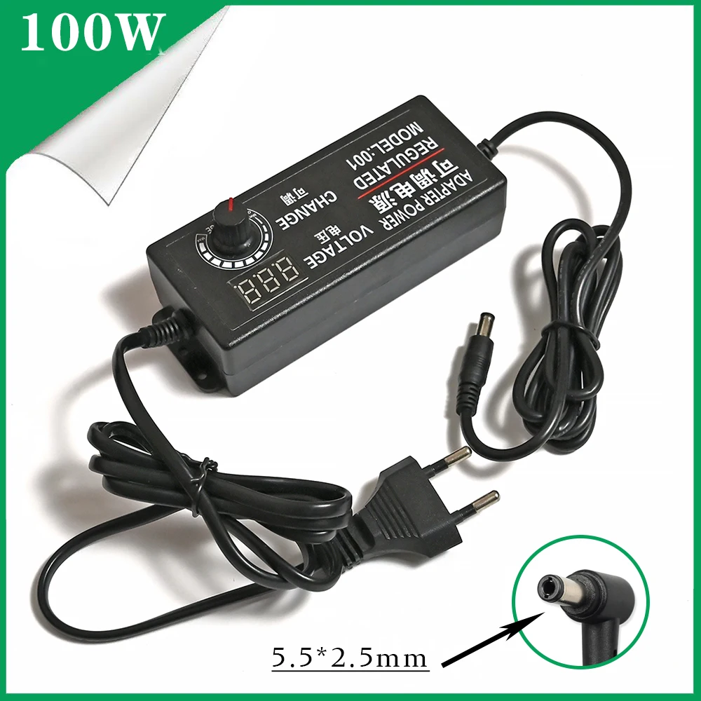 Adjustable Adapter AC 100-220V to DC 3-24V 3A Power Supply Universal  With Display Screen