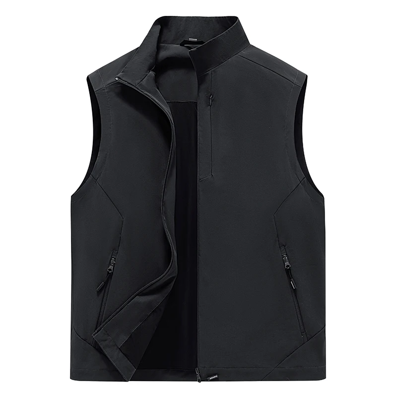 

New Spring Autumn Men'S Outdoor Vest Middle-Aged And Elderly Casual Loose And Fashion Versatile Stand Up Collar Sleeveless Coat