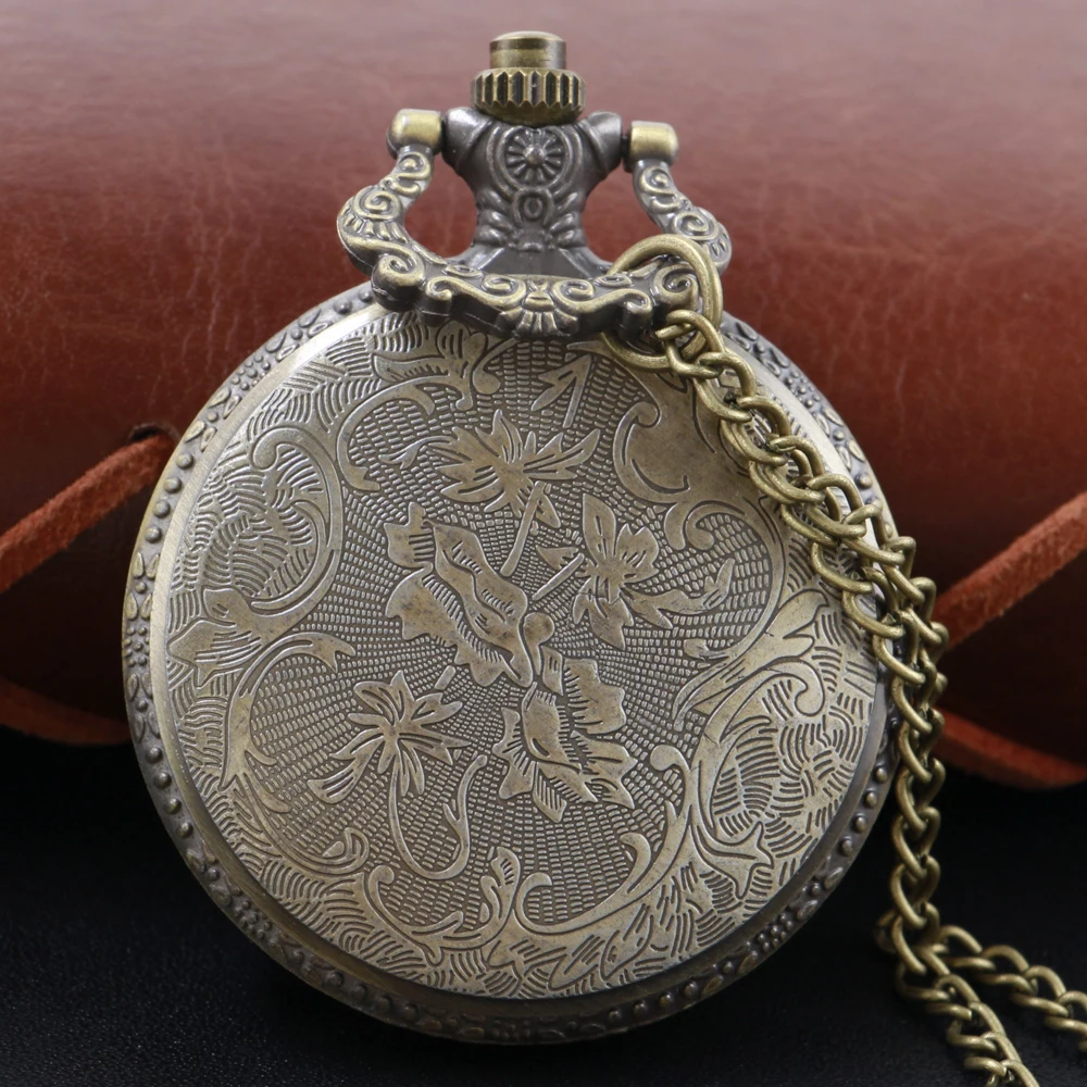 Bronze Cartoon Wuzi Pattern Steampunk Quartz Pocket Pocket Watch for Men and Women Universal Decorative Jewelry Necklace Gift