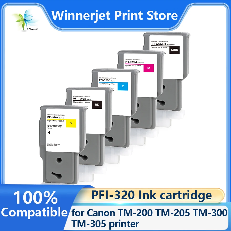 Winnerjet PFI-320 PFI320 Compatible Ink Cartridge for Canon TM-200 TM-205 TM-300 TM-305 Printer With Pigment Ink With Chip