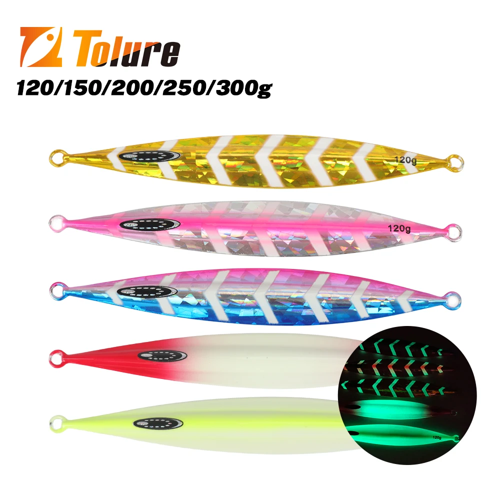 TOLU NEW Slow Sinking Metal Jig 120g 150g 200g 250g 300g Long Casting Slow Sinking Fall Jigs Saltwater Deepsea Fishing Lure