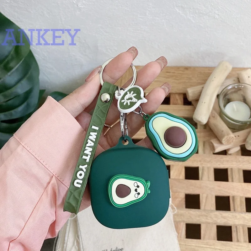 Case for EDIFIER NeoBuds Pro Cute Cartoon Avocado Ring Chain Rope Earphone Case Silicone Shockproof Protect