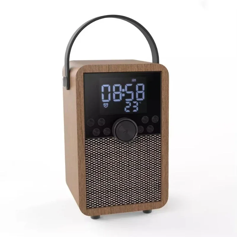 Portable 5.1 Bluetooth Speaker High Quality Wooden Wireless Bluetooth Speaker with Light Emitting Diode Digital Alarm