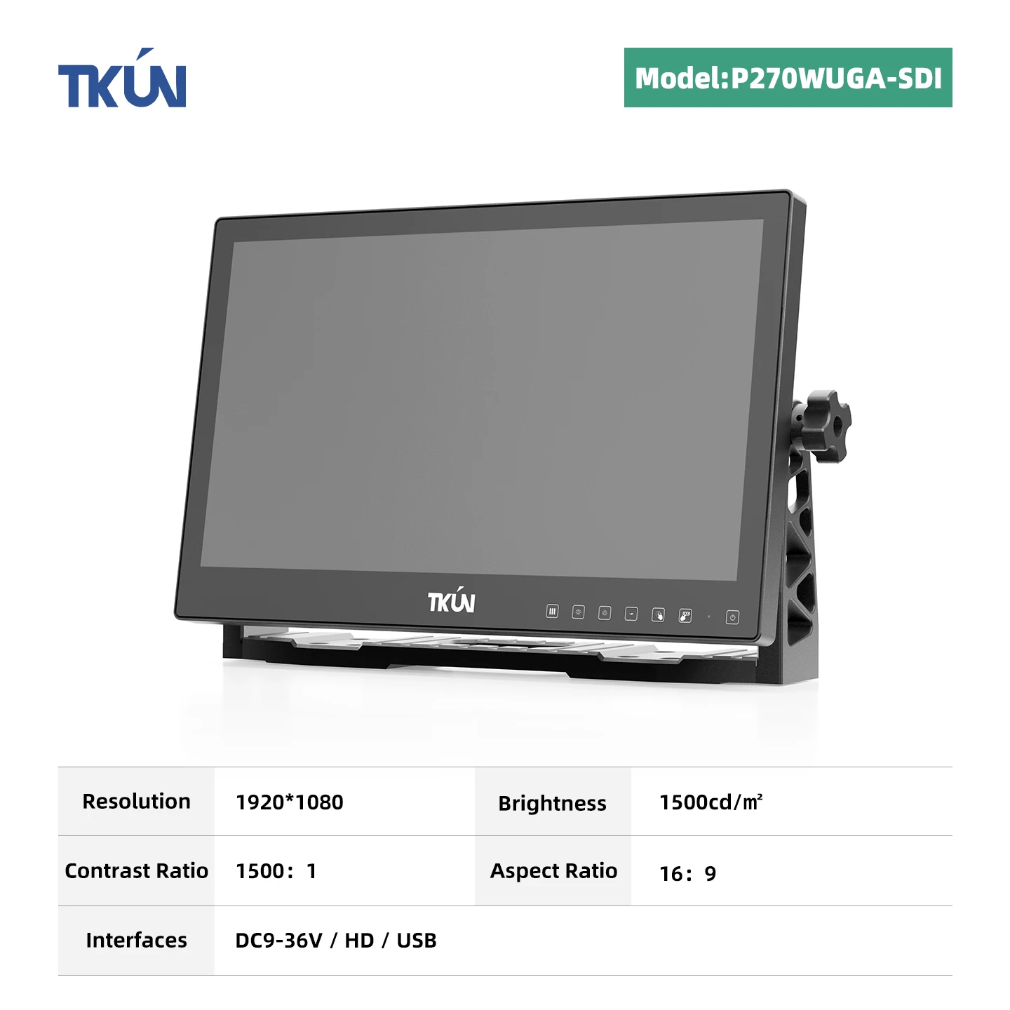 TKUN New 1000nits 1080p IP65 Waterproof 15.6 Inch Marine Industrial Capacitive Touchscreen Monitr USB/HD P156WUGA-A LED Display