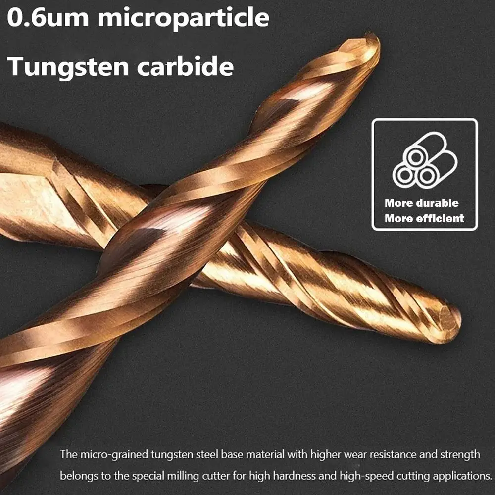 CNC 3D Carving Bits Solid Carbide Tapered Ball Nose End Mill Tapered Ball Nose Spiral Engraving Router Bits CNC Carving Bit