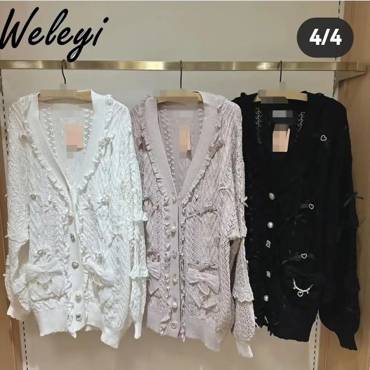 

Japanese Style Autumn Sweet Love Woven Long Cardigan Women 2024 New Mine Massed Produced Long Sleeve Knitted Cardigans Female