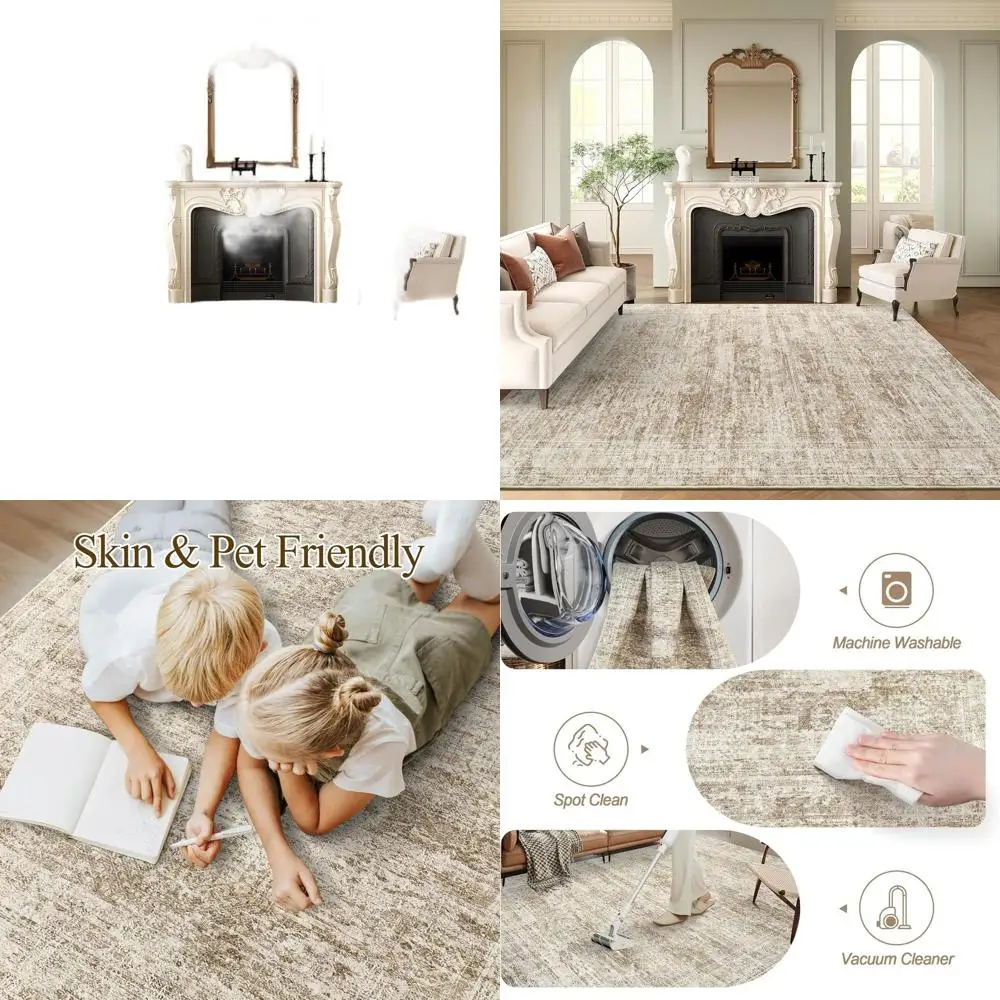 

Коричневый моющийся нескользящий современный коврик 6x9, ультратонкий для гостиной, спальни и столовой