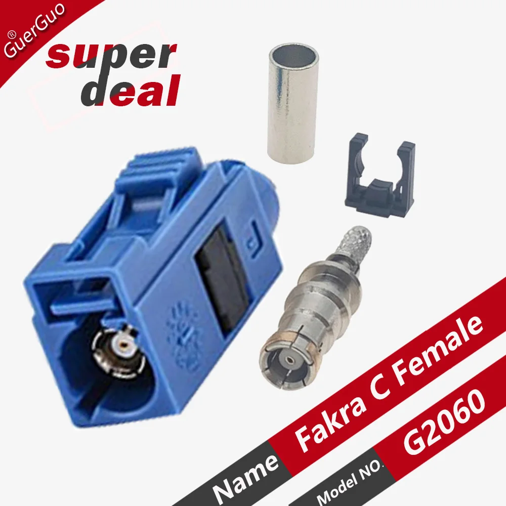 100 PCS Fakra C Female 50-3 Jack  RAL 9001 Fakra Connector RF Coaxial Wire Connectors for RG316 / RG174 / RG178 Pigtail Cable