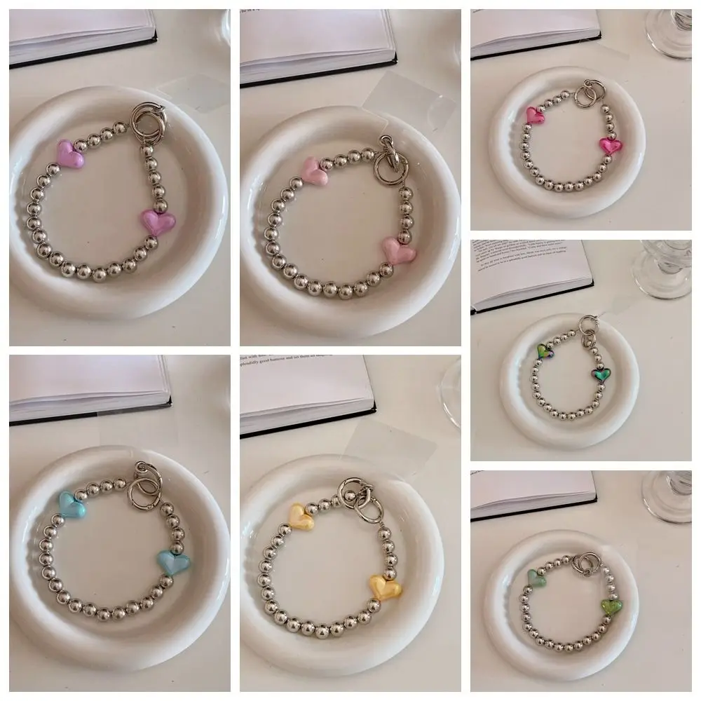 Phone Holder Beads Phone Chain Love Anti-Lost Colorful Beaded Lanyard Mobile Phone Lanyard Earphone Case Decoration