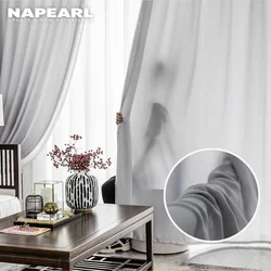 NAPEARL Gray/White Sheer Curtains For Living Room Tulle Curtain Bedroom Window Treatment Finished Voile Drape Decoration