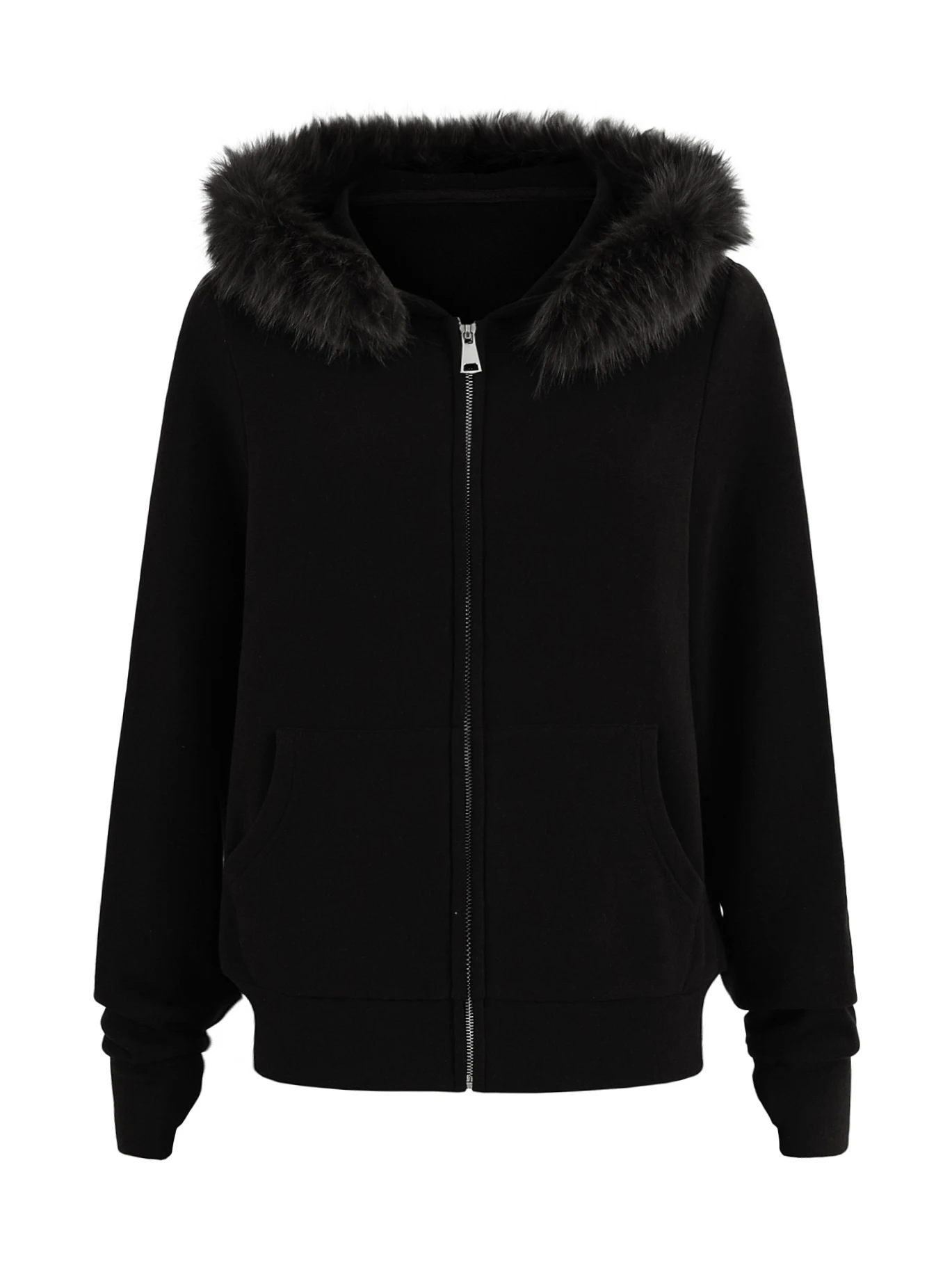 Felpa con cappuccio casual retrò americana da donna cappotto cardigan aperto con cerniera dimagrante allentata collo in pelliccia staccabile lungo Sve