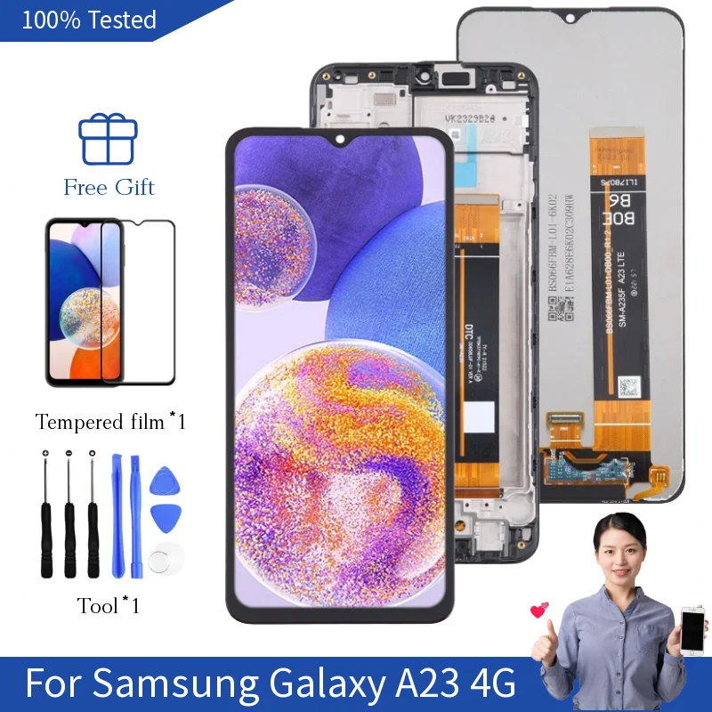 

Сменный экран A23 для Samsung Galaxy A23, 4G, дисплей SM-A235F SM-A235M/DS, сенсорный экран с дигитайзером 6,5 дюйма