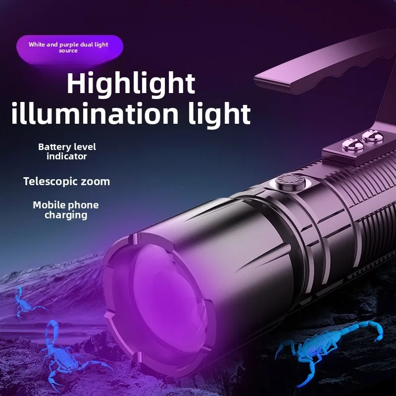

UV Flashlight LED Zoomable Ultra Violet Torch Ultraviolet Lights Pet Urine Stains Scorpions Fluorescent Agent Detector 3 Modes