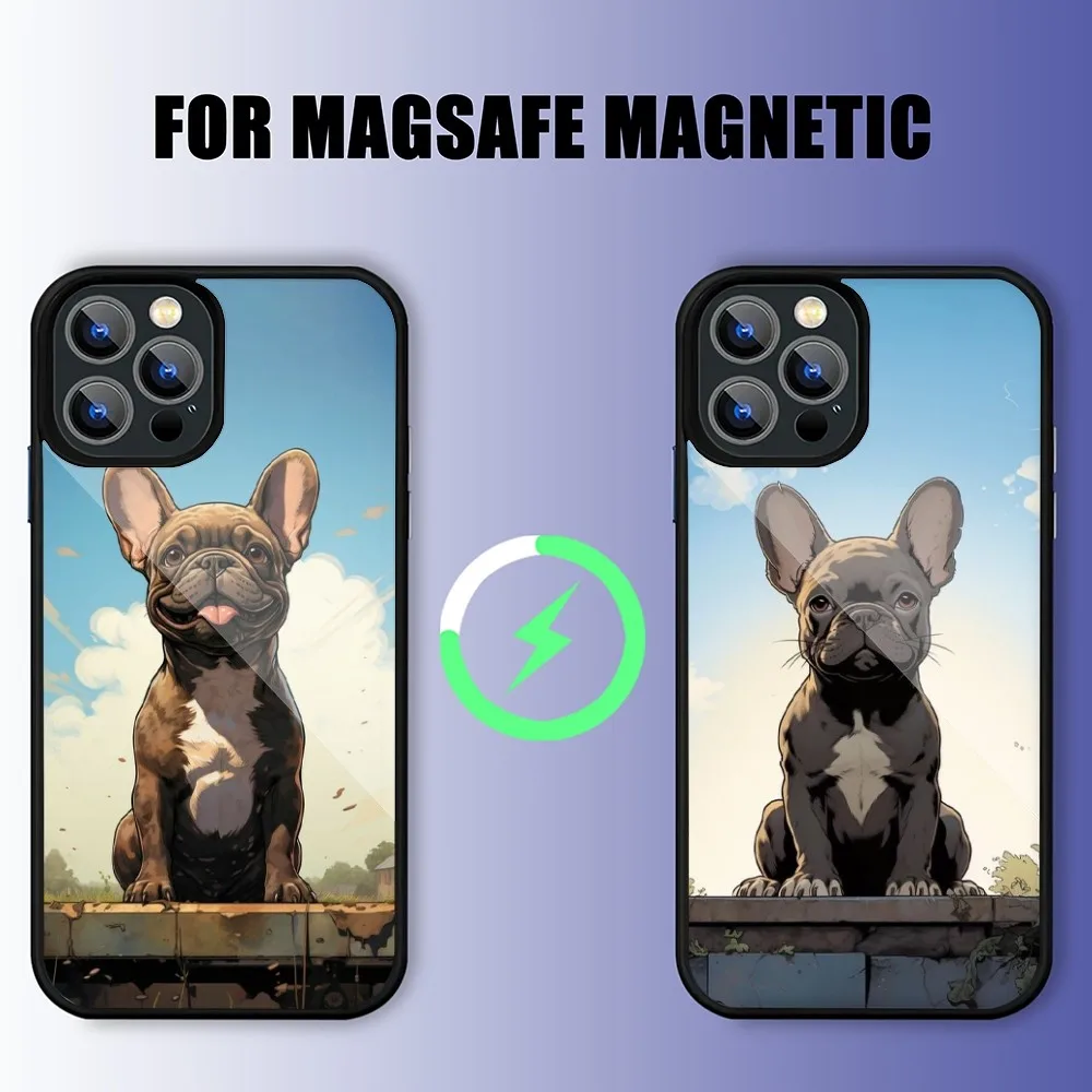 Cute French Bulldog Phone Case For iPhone 15 14 13 11 12 Pro Max 14 Plus 15 Pro Max For Magsafe Phone Cover