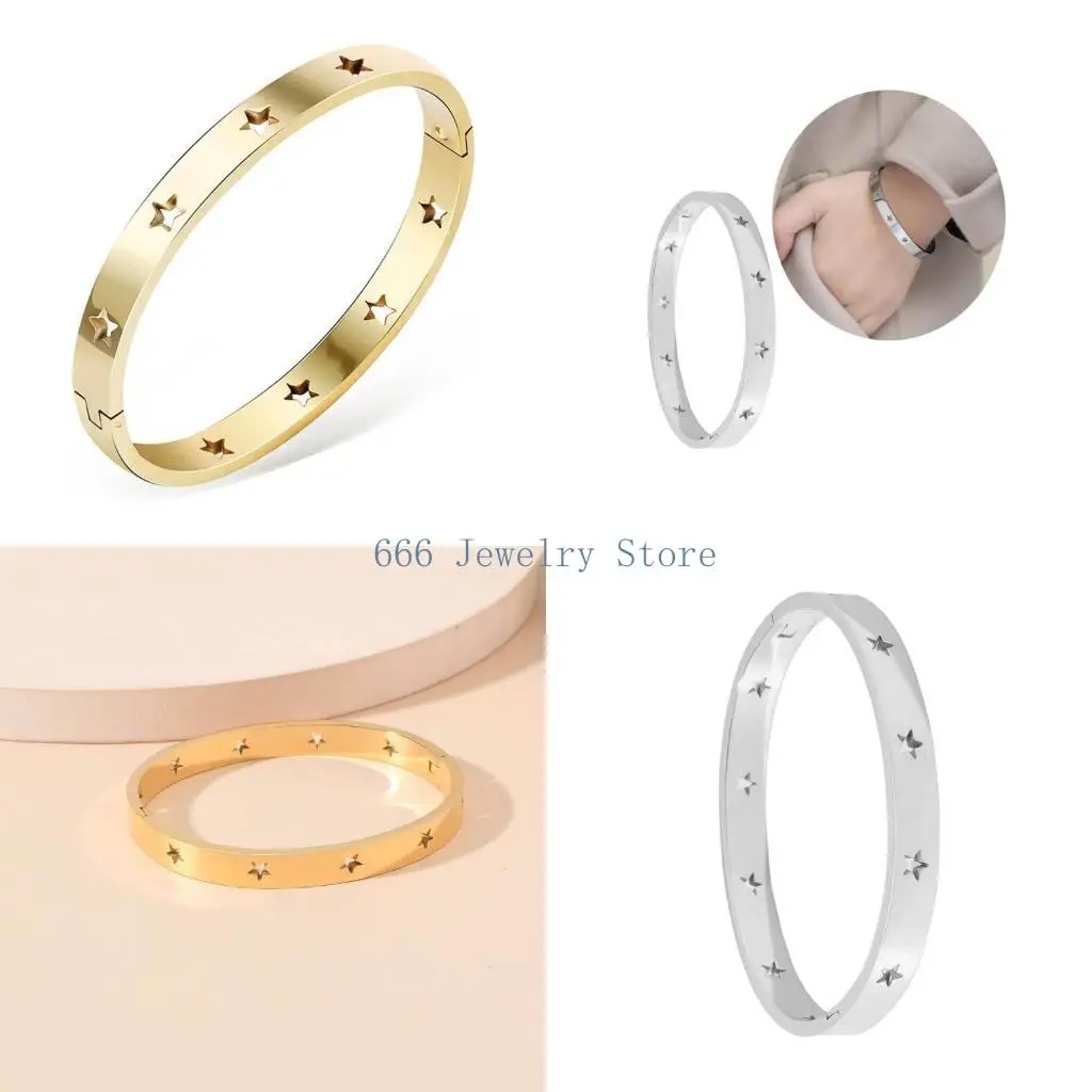 F2TD Elegant Bracelet Stainless Steel Bracelet Clasp Closure Bracelet Unique Bangle