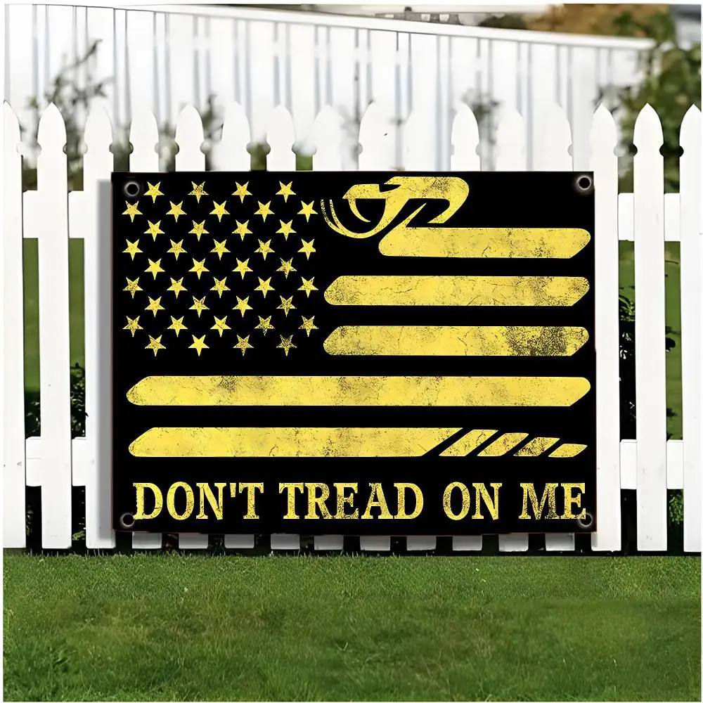 Gadsden DON'T TREAD ON ME Flags Edgeless four-ring hanging decor indoor outdoor compatible easy for hanging display
