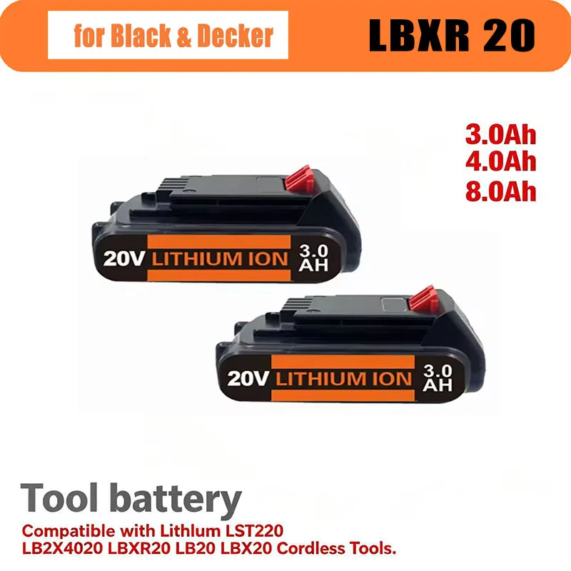 

Compatible with 8.0Ah 18V/20V Replacement Battery For Black & Decker LBX20 LBXR20 LB20 LBXR2020 LBX4020 LB2X4020-OPE LBXR20-OPE