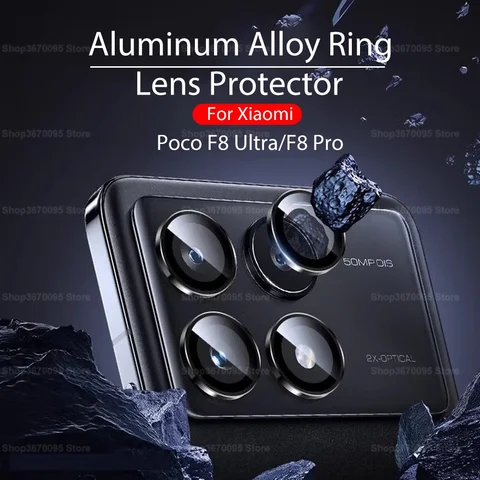 Foco F8Ultra PocoF8 Pro Чехол из алюминиевого сплава Кольцо для Xiaomi Poco F8 Ultra/F8 Pro F8Pro Защитная пленка для объектива камеры из закаленного стекла