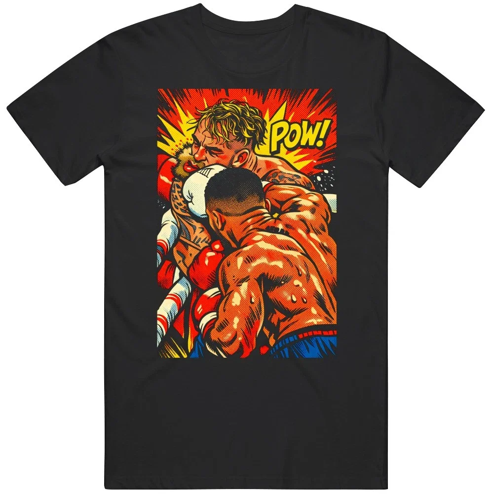 

Anthony Joshua V Jake Paul Knockout Comic Style Punch Boxing Fan T Shirt Pure Cotton Short-sleeved Shirts for Both Men and Women