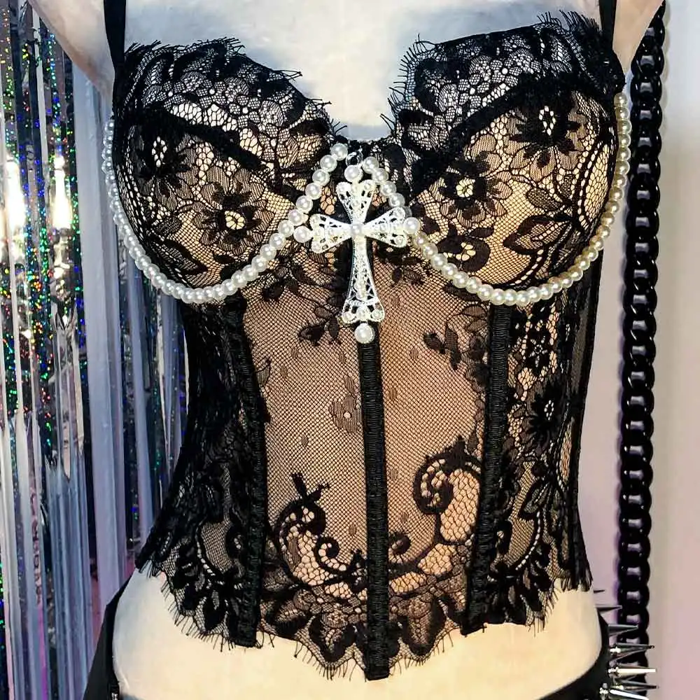 

DIY Goth Gothic Tank Hand Made 80s Y2K Halter Camisole TOPS Emo Punk Rock Eco Grunge Harajuku 2025 90s Kawaii E-Girls