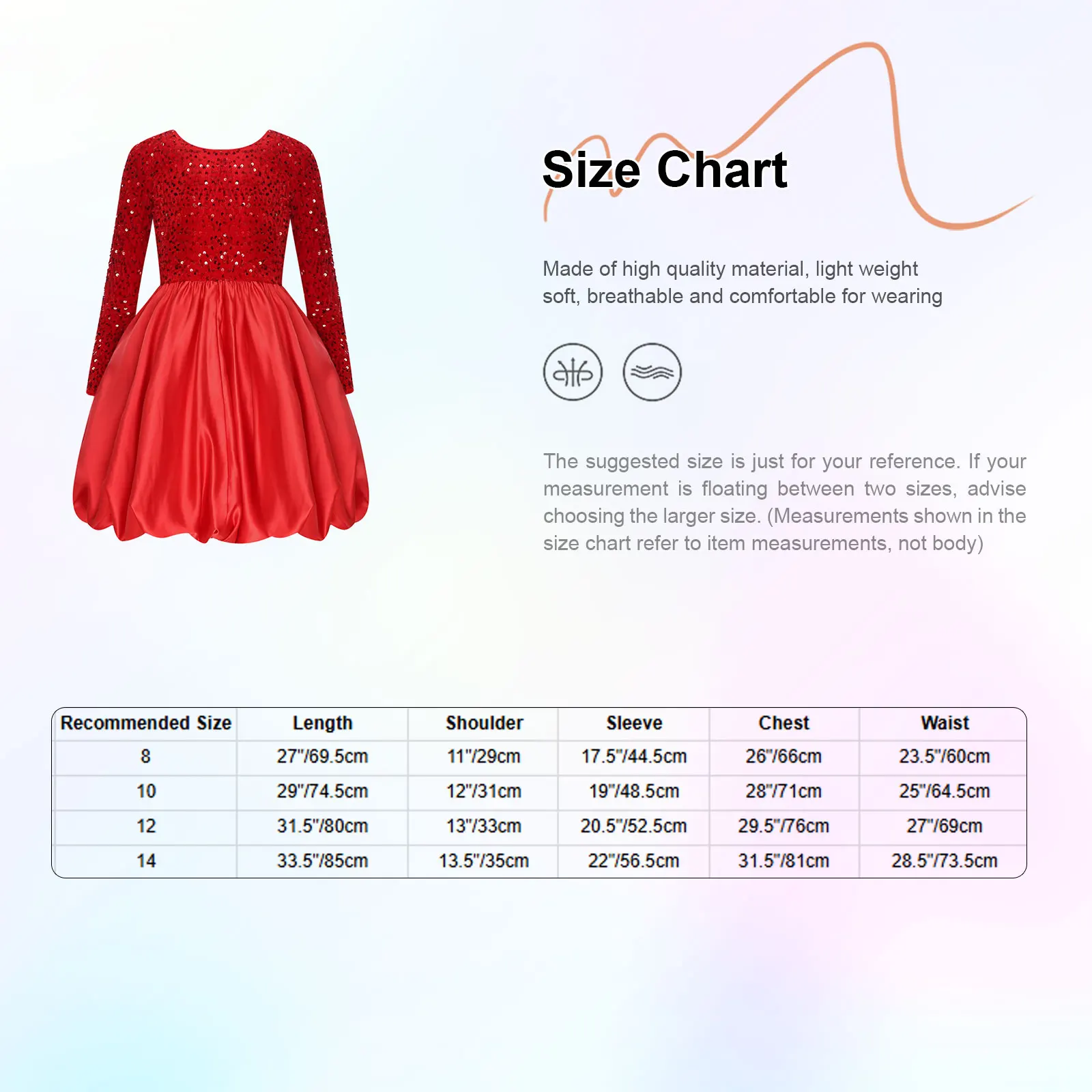 فستان حفلات عيد الميلاد للفتيات الصغيرات مزين بالترتر اللامع وأكمام طويلة من المخمل بحاشية ساتيني فستان لحفلات رأس السنة الجديدة والولائم