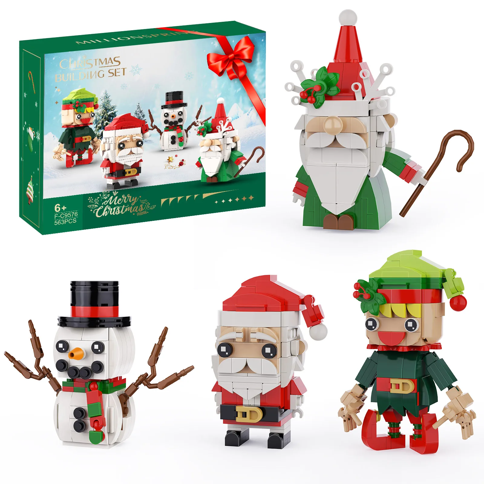 

BuildMoc 2023 New Year Snow Christmas Brickheadz Building Blocks Set Santa Claus Snowman Tree Brick Socks ToysChildren Xmas Gift