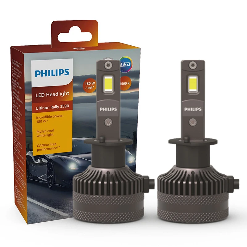 Philips LED 15000lm Ultinon Rally 3590 H4 H7 H8 H11 HB3 HB4 H19 HIR2 H1 Autokoplamp 6500K Wit Max. vermogen 180W 12V 4200K U359N