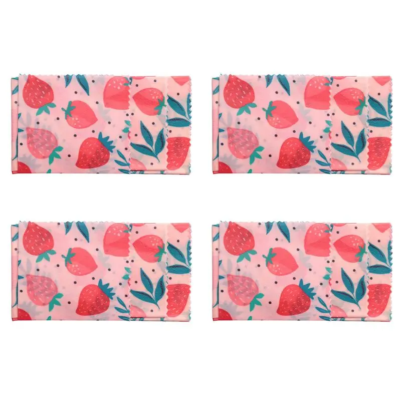 B62B-4Set Reusable Beeswax Cloth Wrap Food Fresh Bag Lid Jungle Party Bees Wax Wrap For Sandwich Cheese