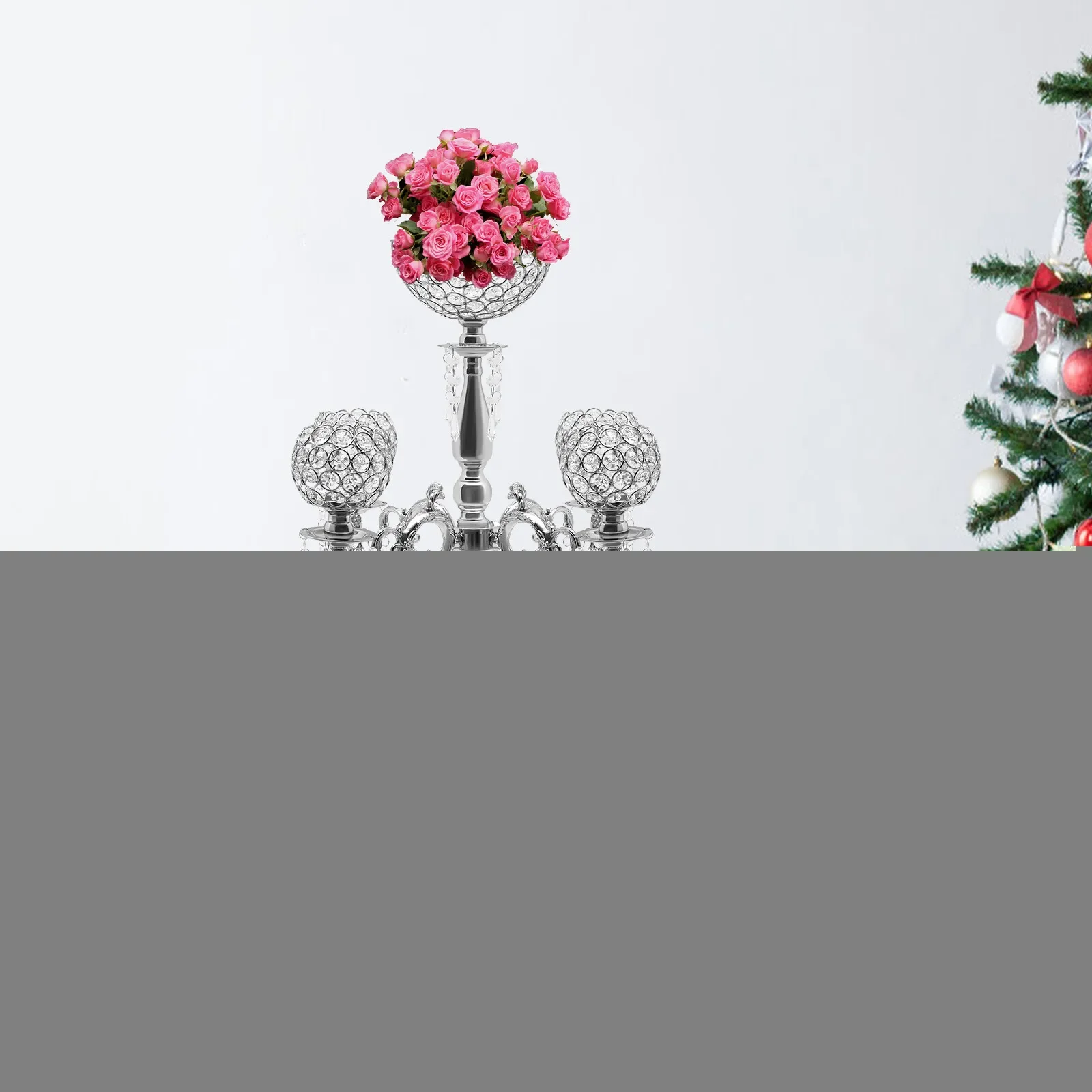 

89 см настольный канделябр вотивная подсвечник держатель 5 рычагов стеклянный кристалл центральная часть