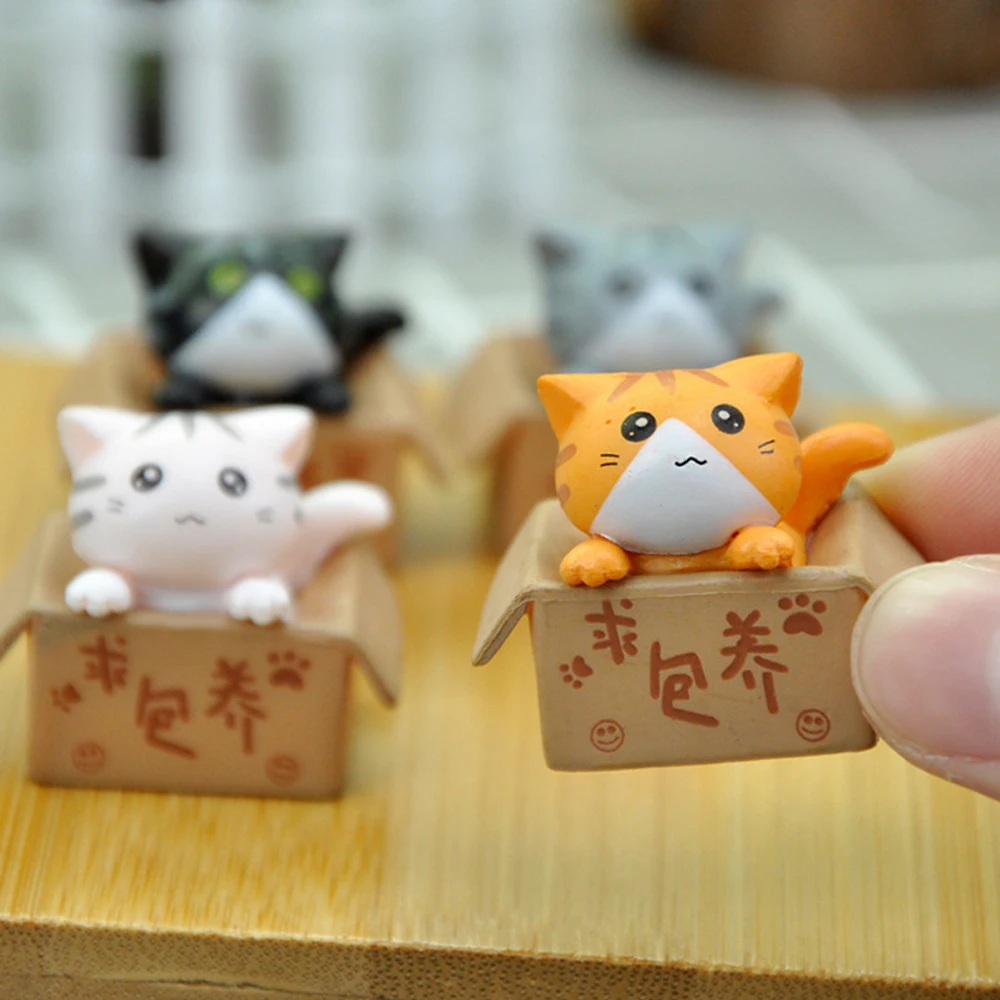 1/4Pcs Kawaii Mini Cat Ornament Garden kitten statue Gift Kids Children Baby Room Decoration Toy Miniature Figurines Home Decor