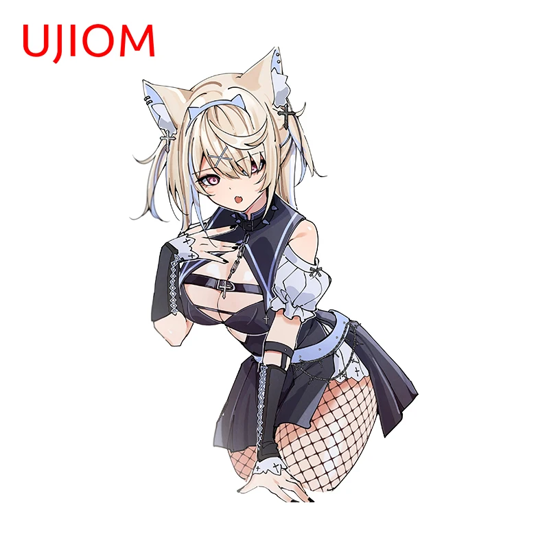 UJIOM 13cm X 8.3cm Fuwawa Abyssgard Peeking Cat Ears Cartoon Sexy Girls Wall Stickers Vestibule Decal Attractive Home Chambre