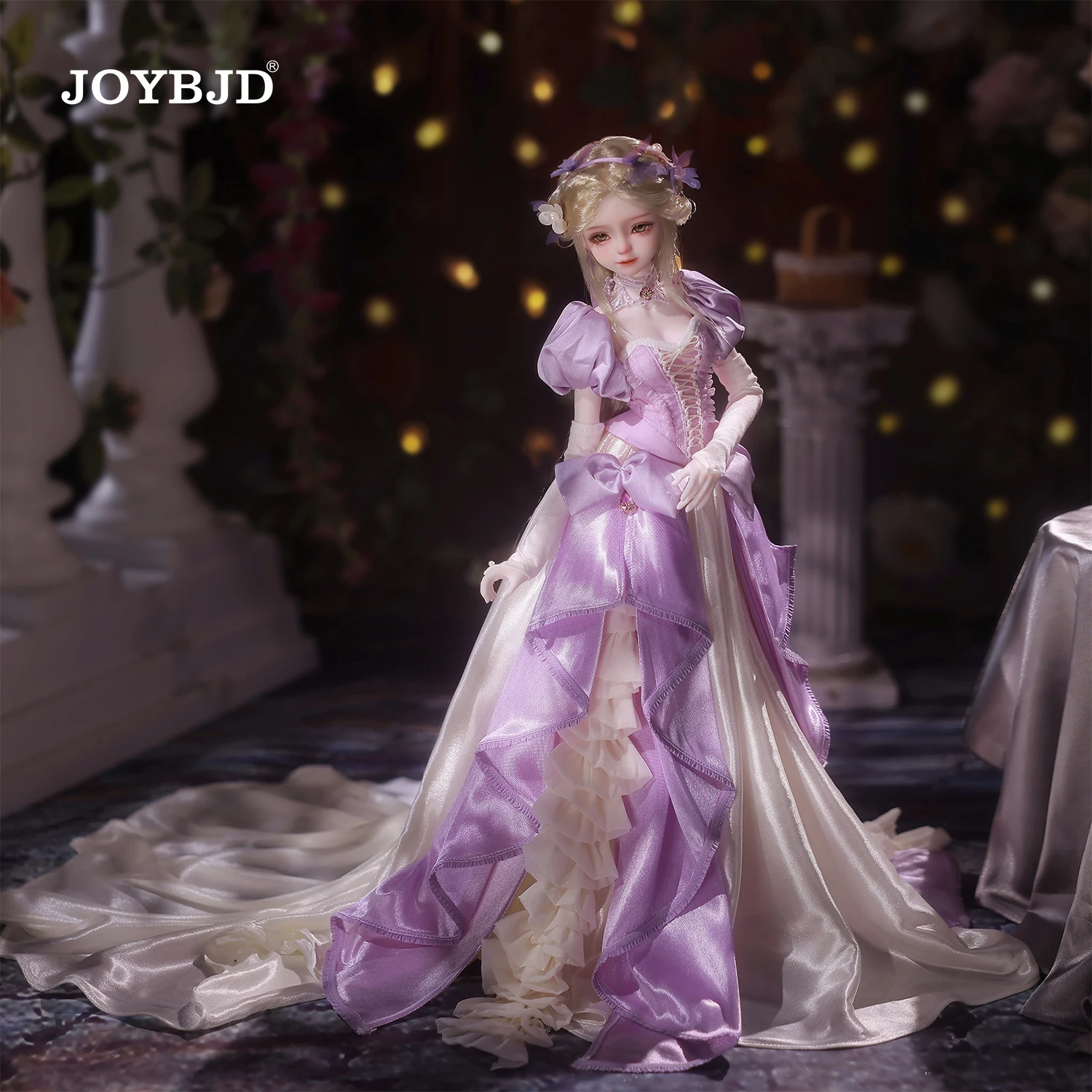 JOYBJD 에스메 풀세트 A 1/4 BJD 인형 (무시 바디 포함) - 수제 동화 공주 나비 정령 보라색 드레스 풀세트