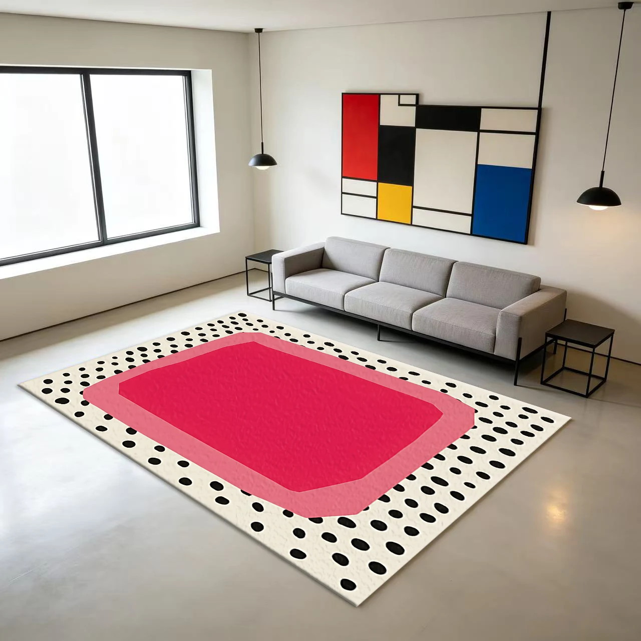 Abstract Polka Dot Color-Blocking Art Carpet Modern Minimalist Home Interior Floor Decoration