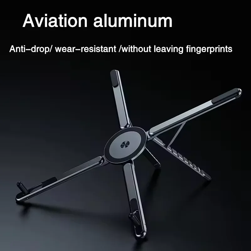Soporte Ajustable en Altura para Laptop, Tablet y Teléfono, de Aleación de Aluminio, Magnético, Plegable, Portátil, con Refriger